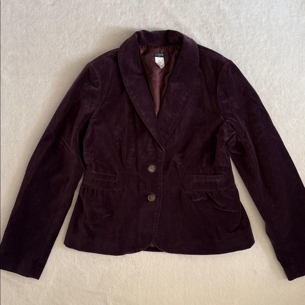 J. Crew | 2011 Eden Velvet Two Button Peplum Lined Blazer 30591 Purple (8) - Picture 2 of 15